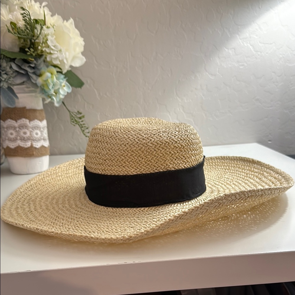 Lane Bryant Straw Sun Hat with Black Band
